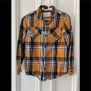 Urban pipeline gold navy plaid flannel M